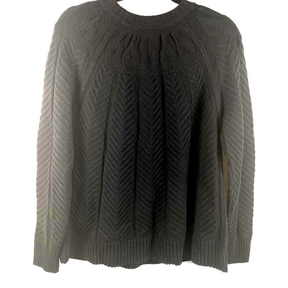 Jason Wu Black Oversized Cable Knit Herringbone Chevron Pattern Sweater Small - Picture 1 of 8